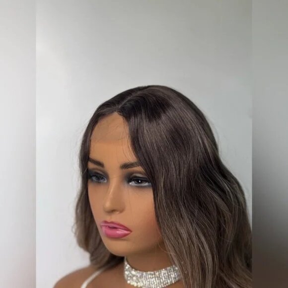 Soft Waves Ombre Wig – Brown Roots & Natural Ash Blonde Highlights 28 In - Picture 4 of 7